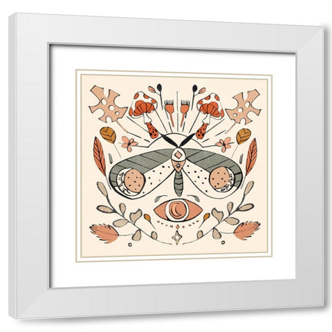 Luna Moths I White Modern Wood Framed Art Print with Double Matting by Wang, Melissa