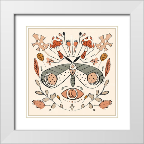 Luna Moths I White Modern Wood Framed Art Print with Double Matting by Wang, Melissa