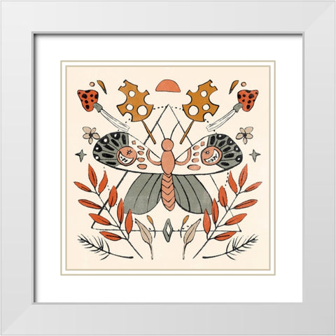 Luna Moths V White Modern Wood Framed Art Print with Double Matting by Wang, Melissa