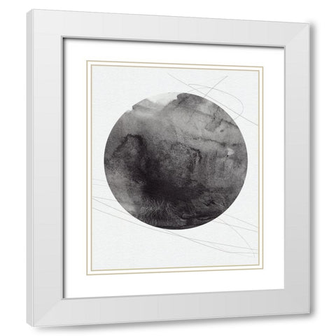 Graphite Moon I White Modern Wood Framed Art Print with Double Matting by Green, Jacob