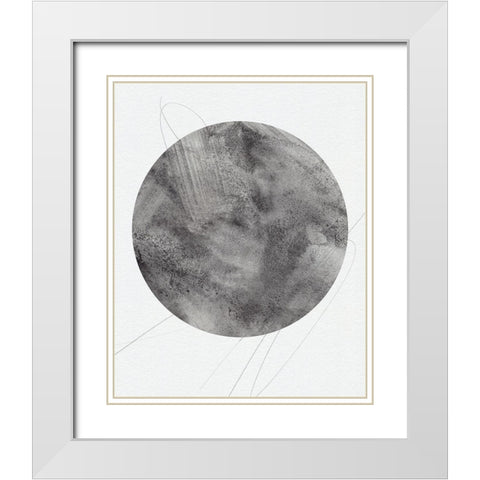 Graphite Moon II White Modern Wood Framed Art Print with Double Matting by Green, Jacob
