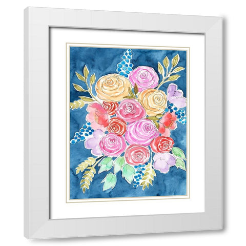Floral Gaze I White Modern Wood Framed Art Print with Double Matting by Moore, Regina