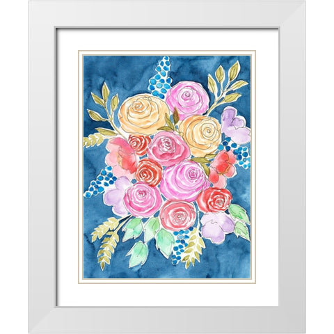 Floral Gaze I White Modern Wood Framed Art Print with Double Matting by Moore, Regina