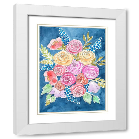 Floral Gaze II White Modern Wood Framed Art Print with Double Matting by Moore, Regina