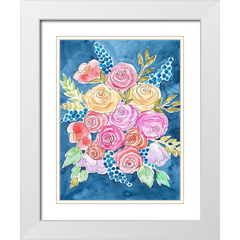 Floral Gaze II White Modern Wood Framed Art Print with Double Matting by Moore, Regina