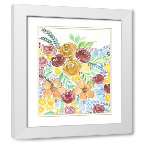Flower Carousel I White Modern Wood Framed Art Print with Double Matting by Moore, Regina