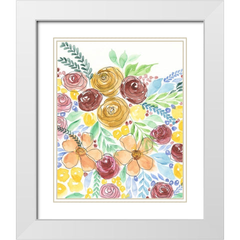 Flower Carousel I White Modern Wood Framed Art Print with Double Matting by Moore, Regina