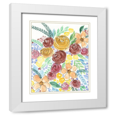Flower Carousel II White Modern Wood Framed Art Print with Double Matting by Moore, Regina