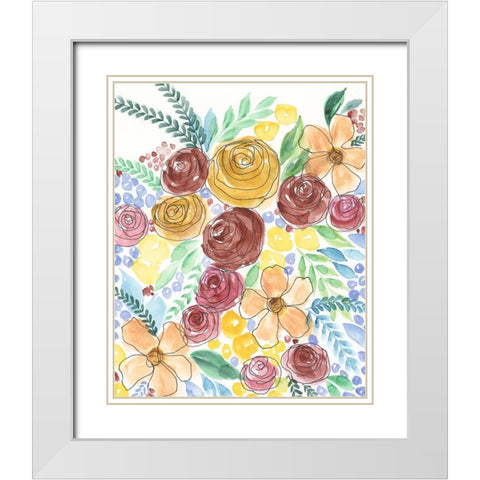 Flower Carousel II White Modern Wood Framed Art Print with Double Matting by Moore, Regina