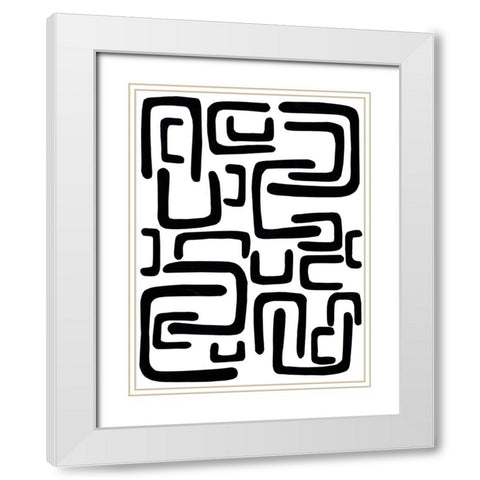 Shuffle II White Modern Wood Framed Art Print with Double Matting by Moore, Regina