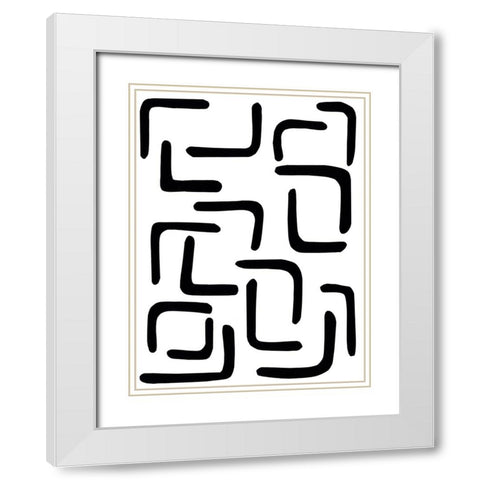 Shuffle III White Modern Wood Framed Art Print with Double Matting by Moore, Regina