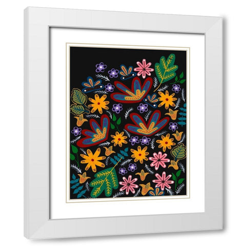 Muddled Flowers I White Modern Wood Framed Art Print with Double Matting by Moore, Regina