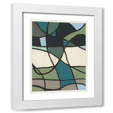 Multicolor Stained Glass I White Modern Wood Framed Art Print with Double Matting by Moore, Regina