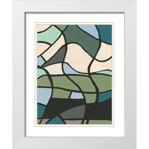 Multicolor Stained Glass II White Modern Wood Framed Art Print with Double Matting by Moore, Regina