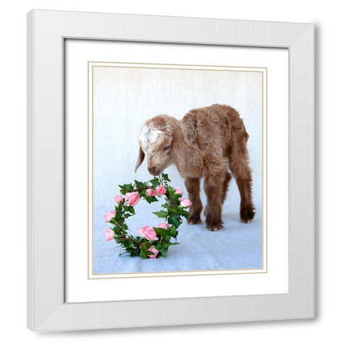Friday Eating Wreath White Modern Wood Framed Art Print with Double Matting by Soderman, Tania