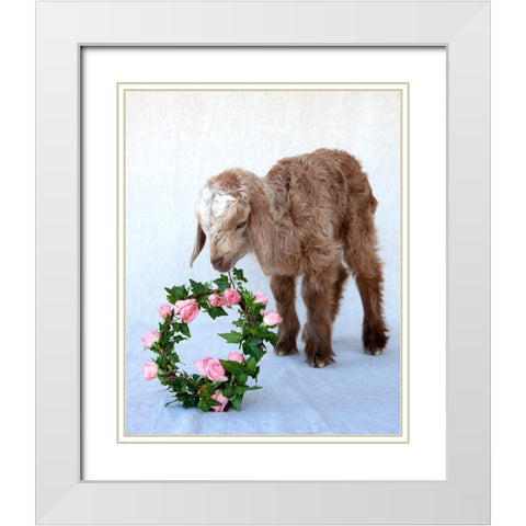 Friday Eating Wreath White Modern Wood Framed Art Print with Double Matting by Soderman, Tania