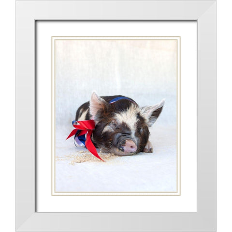 Fiona with Ribbon White Modern Wood Framed Art Print with Double Matting by Soderman, Tania