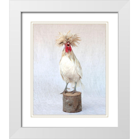 Rod the Rooster III White Modern Wood Framed Art Print with Double Matting by Soderman, Tania