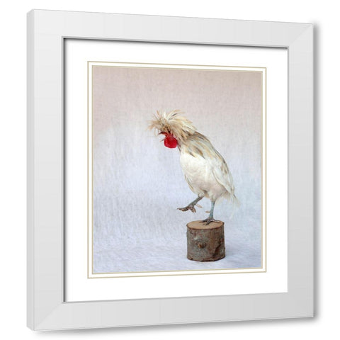 Rod the Rooster IV White Modern Wood Framed Art Print with Double Matting by Soderman, Tania