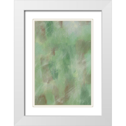 Green Shadows I White Modern Wood Framed Art Print with Double Matting by Moore, Regina