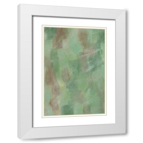 Green Shadows II White Modern Wood Framed Art Print with Double Matting by Moore, Regina