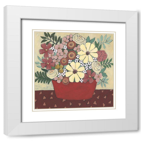 Inspired Flowers I White Modern Wood Framed Art Print with Double Matting by Moore, Regina
