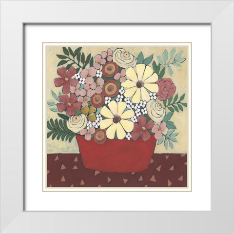 Inspired Flowers I White Modern Wood Framed Art Print with Double Matting by Moore, Regina