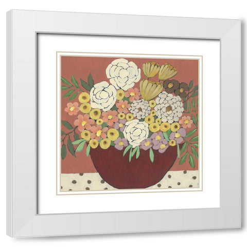 Inspired Flowers II White Modern Wood Framed Art Print with Double Matting by Moore, Regina