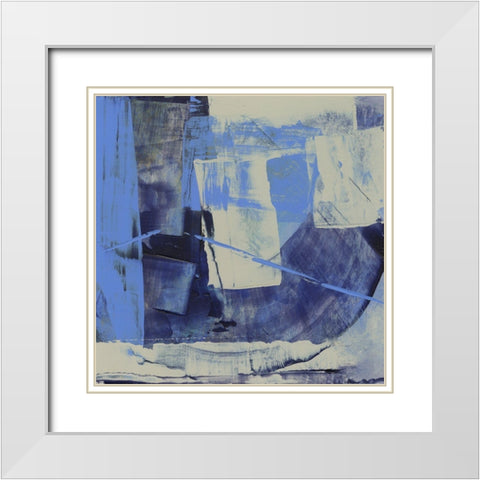 Evolve Blue II White Modern Wood Framed Art Print with Double Matting by Gordon, Sharon