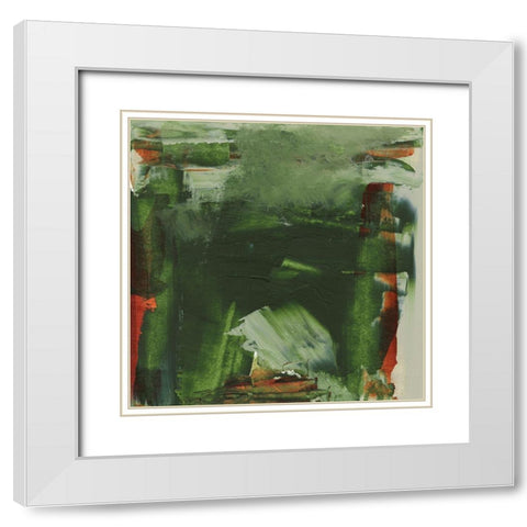 Evolve Green II White Modern Wood Framed Art Print with Double Matting by Gordon, Sharon