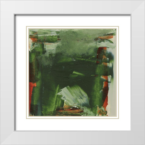 Evolve Green II White Modern Wood Framed Art Print with Double Matting by Gordon, Sharon
