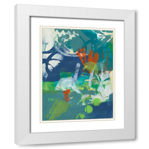 Tropical Graphics I White Modern Wood Framed Art Print with Double Matting by Combs, Joyce