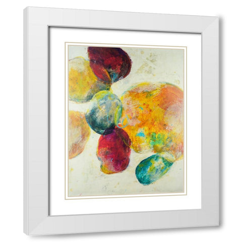Earthy Fragments I White Modern Wood Framed Art Print with Double Matting by Combs, Joyce