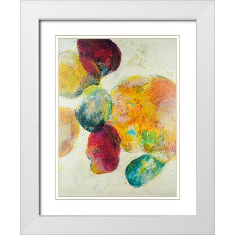 Earthy Fragments I White Modern Wood Framed Art Print with Double Matting by Combs, Joyce