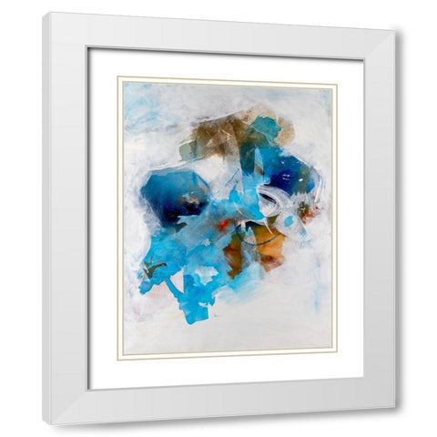 Misty Blue I White Modern Wood Framed Art Print with Double Matting by Combs, Joyce