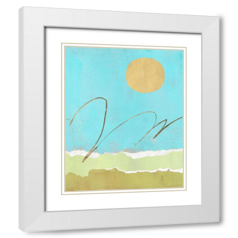 Green and Gold Pieced Landscape II White Modern Wood Framed Art Print with Double Matting by Green, Jacob