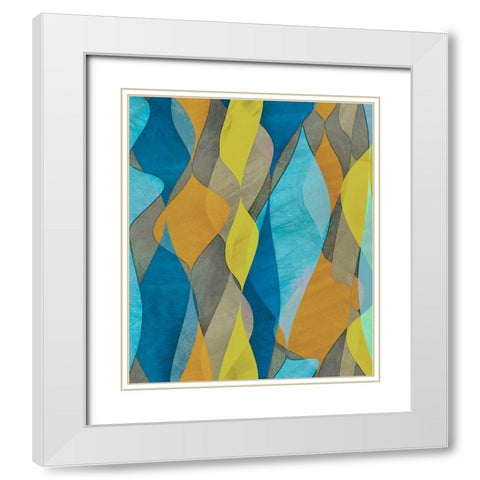 Colorful Cascade I White Modern Wood Framed Art Print with Double Matting by Saunders, Alonzo