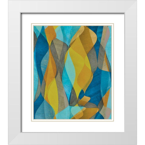 Colorful Cascade II White Modern Wood Framed Art Print with Double Matting by Saunders, Alonzo