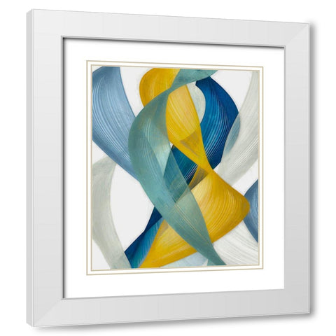 Horizontal Bands I White Modern Wood Framed Art Print with Double Matting by Saunders, Alonzo