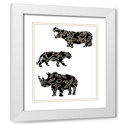Ornamental Safari Animals II White Modern Wood Framed Art Print with Double Matting by Moore, Regina