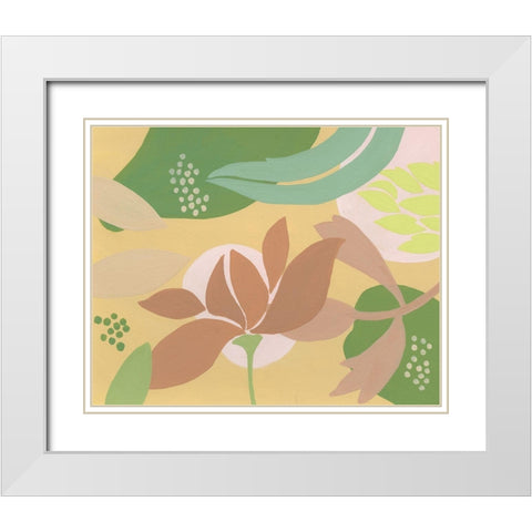 Neutral Blooms I White Modern Wood Framed Art Print with Double Matting by Moore, Regina