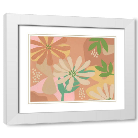 Neutral Blooms III White Modern Wood Framed Art Print with Double Matting by Moore, Regina
