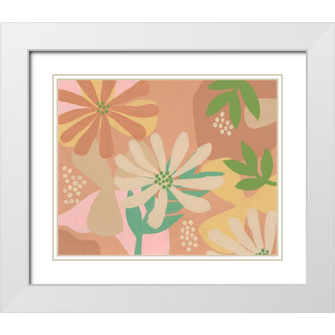 Neutral Blooms III White Modern Wood Framed Art Print with Double Matting by Moore, Regina