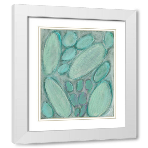 Blue Orbs I White Modern Wood Framed Art Print with Double Matting by Moore, Regina