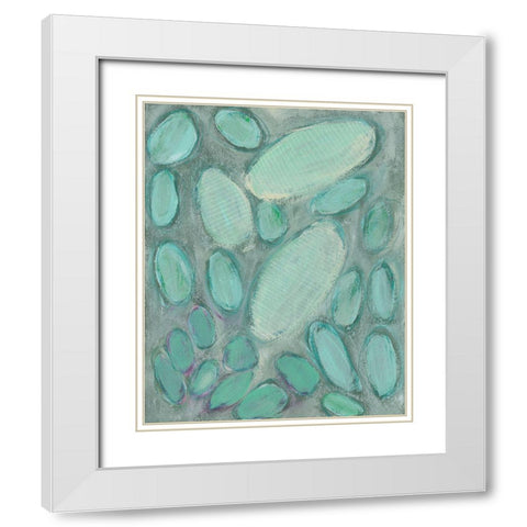 Blue Orbs II White Modern Wood Framed Art Print with Double Matting by Moore, Regina