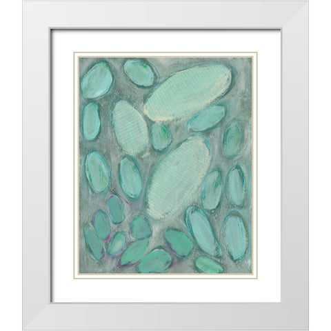 Blue Orbs II White Modern Wood Framed Art Print with Double Matting by Moore, Regina