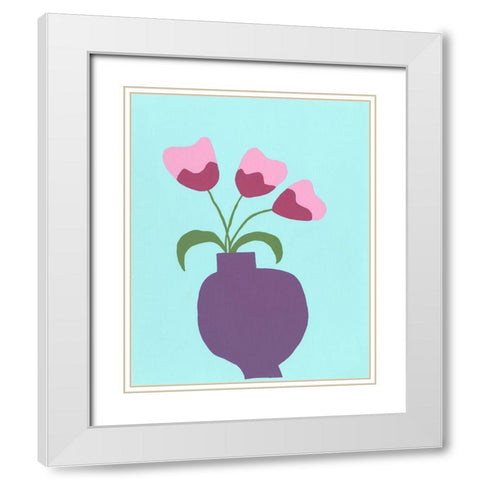 Modern Blooms I White Modern Wood Framed Art Print with Double Matting by Moore, Regina