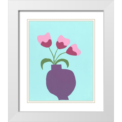 Modern Blooms I White Modern Wood Framed Art Print with Double Matting by Moore, Regina
