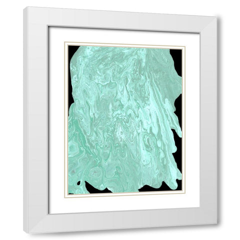 Teal Cascade II White Modern Wood Framed Art Print with Double Matting by Moore, Regina