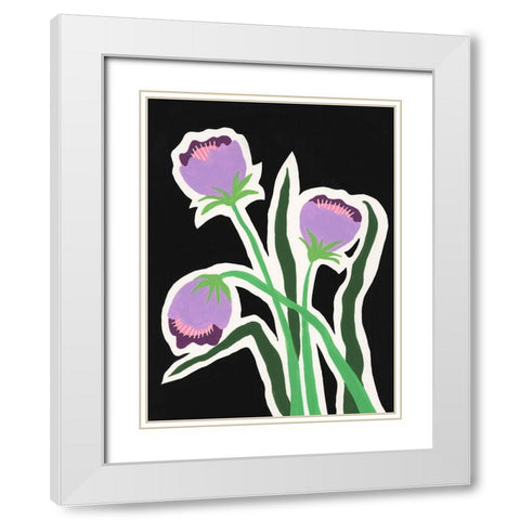 Pop Flowers II White Modern Wood Framed Art Print with Double Matting by Moore, Regina